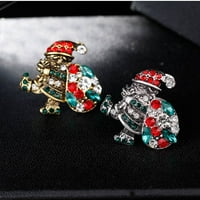 Jygee Delificirano Božićno drvce Santa Snowman Bell Brooch Šal ovratnik Callar Revel Božićni broš Djevojka