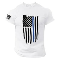Majica američkih zastava za muškarce zvijezde i pruge modni ležerni otisnuti kratki rukav 4. jula Grafičke teženje muškarci bijeli l
