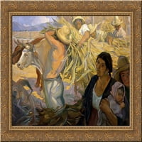 La Cosecha Gold Ornate Wood Framed Canvas Art by Saturnino Herran