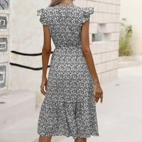 Ljetne haljine za prodaju za žene za žene kratki rukav Čvrsta boja cvjetni uzorak V-izrez Mini Slim