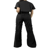 Gotičke crna teretna hlače za žene hip hop punk traperice duge pantalone