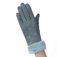 PXiakgy rukavice mittens ženska zima toplo zadebljana vanjska hladnjaka Suede ekrane crtane rukavice zelena + jedna veličina