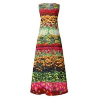 Haljine za žene ženke V-izrez a-line cvjetne haljine bez rukava srednje dužine retro klasične a-line