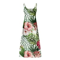 Ljetne Boho Maxi Haljine za žene Spagetti trake V izrez cvjetni print duga haljina casual labavo plaža