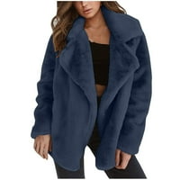 Scyooekwg zimski kaputi za žene dugih rukava Kaputić sa punim bojama, kaput jesen zimski kardigan plišani