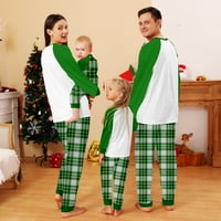 Nestašan božićni PJS za porodicu, parovi koji odgovaraju božićnim pidžami-bijelim zelenim bivolom plairani