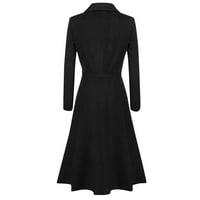 Ženski zimski rever dugme dugačak kaput od kaput dame dame prekriva odjeća crna xxl