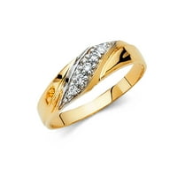 Jewels Lux14k žuti zlatni prsten okrugli kubični cirkonij CZ Muška godišnjica Vjenčana veza veličine