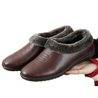 Woobling ženske lagane stanovi klizne na zimske cipele Rad prozračnih krugova toplo casual vino crveno 6,5