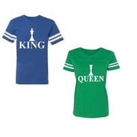 Chess King QueenUnise Par koji odgovara pamučnom dresu Stil majica Kontrastne pruge na rukavima