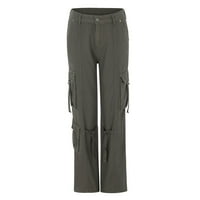 Nečuvene Jean Cargo pantalone za žene Dizajnerska džepa Teretna hlače High Squist Solid Boja Ležerne