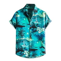 Simplmasygeni Muška vrhova Cleariance Ljeto Muška havajska majica Kratki rukavi ispisani gumb dole ljetne majice na plaži