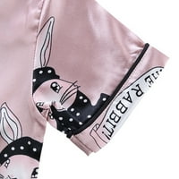 Dječja djeca Dječja dječja dječaka Satin Bunny Ljeto pidžama Postavite bluzu s kratkim rukavima + kratke hlače