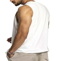 Paille Muškarci Ljetni vrhovi V izrez mišićne košulje bez rukava Classic Sport Vest White XL