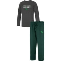 Muški koncepti Sport Kelly Green Heather Carcoal Sjeverni Teksas Srednja Zelena majica s dugim rukavima