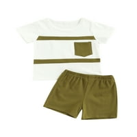Slušajte Wind Toddler Boys Summer Casual Outfits Kontrastni Boja kratkih rukava Okrugla majica za okrugle vrat + hlače od pune boje