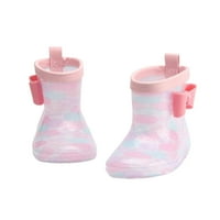 Gomelly dječje kišne čizme otporne na gumene čizme crtani vodootporni čizme okrugli toe vrtne cipele dječaci djevojke djeca kiša svijetli ružičasti luk 8c