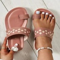 Sanviglor ženske ravne sandale klizanje na prsten za prstene cipele na plaži slajdovi Ljetni komfor neklizajući klizni sandal casual remen ružičasta 7.5