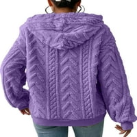 Žene pulover Dukseve za crtanje Fuzzy Fleece Dukserice Dame Casual Hoodie Sport Dukseri Svjetlo Ljubičasta