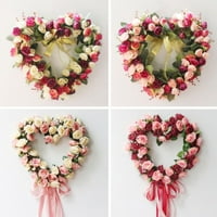Rose cvjetni srčani vijenac sa svilenom vrpcom, božur cvijeće vijenac vijenac, ručno rađena uređenje