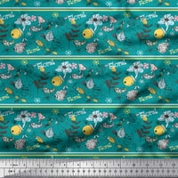 Soimoi Green Moss Georgette Tkanina Stripe, cvjetna i ptica umjetnička tkanina za ispis sa širokim dvorištem