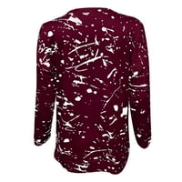 Apepal Womens casual dugih rukava Crewneck Duks prugasti ispisani labavi pulover majice vino 2xl