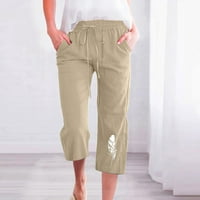 Ženske pamučne pantalone lagane mekane prozračne pantalone konusne pant plus veličine perje ispis pant