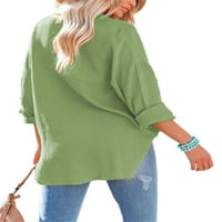 Grianlook Ženska ležerna majica dugih rukava rever na vrhu gumba dolje bluza sa džepom Solid Color radne