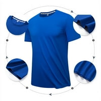 Muške majice Čvrsta boja okrugli vrat kratki rukav elastična brzo-suha sportska majica