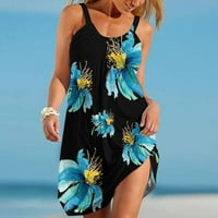 Ljetne haljine za žensko odmaralište za plažu nose rukavice za cvijeće bez rukava Flowy Swing Mini kratka haljina