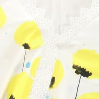 Slatki cvjetni print ženski proljetni trendi vrhovi labave casual v izrez čipke crohet tunika bluza