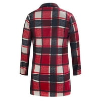 Kaputi od vune za žensko-plaćeno poklopljenje ovratnik odjeća duga rukava kasuta jakna s dugim jaknom prema dolje crvene s