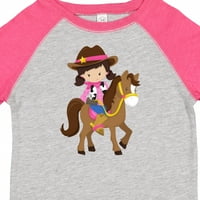 Inktastična kaubojka, šerif, konj, zapadni, smeđa kosa poklon za majicu Toddler Girl majica