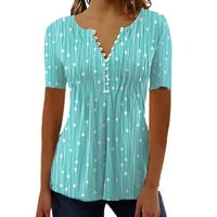DrpGunly ljetni vrhovi proljetni V izrez Print Dno košulje duge rukave Top ženske majice Ljetni vrhovi