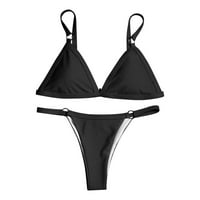 Bikini Ženski kupaći kupaći kostimi Thong bikinis setovi Patchwork Color Brazil Halter Beach Hathing odijela Crni XXL