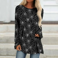 Žene Ljetni modni ležerni print Okrugli vrat Majica s dugim rukavima TOP bluza pulover hot8sl4869117