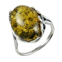 Sterling srebrni i baltički zeleni amber prsten Dana