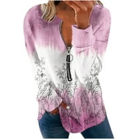 Fatuov ženski pulover duksere Dressy casual dugih rukava sa dugim rukavima grafički print labavi fit crewneck ružičaste majice xxl