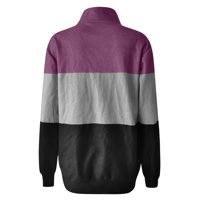 Pola Zip Dukseri za žene V izrez Patchwork dugih rukava Labavi pulover Dukseri Purple M