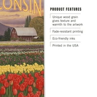 Wisconsin, tulip polja Birch Wood zidni znak
