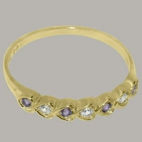 Britanci napravio 18k žuti zlatni prirodni dijamant i ametist Žene Obećani prsten - Opcije veličine