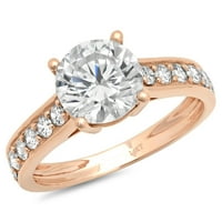 2. CT sjajan okrugli rez pravi prirodni dijamant VS1-VS G-H 14K Rose Gold Obećaj vjenčanja Izjava o venčanju Dizajnerska prstena W Crystal Boide Stones veličine 6.5