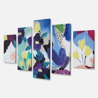 Art DesimanArt Plavi i ljubičasti cvijet Sastav I Cvjetna galerija namotana platna u. Visoki - ploče jednaki paneli