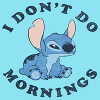 Djevojkov lilo & Stitch, ne radim ujutro ujutro uznemirene grafičke grafike plave male