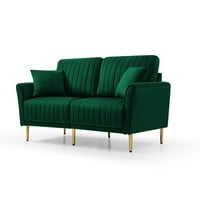 Velvet Loveseat kauč, modernog sjedišta s debelim jastukom i metalnim nogama, udobni tapecirani naglašeni kauč za dnevni boravak, spavaću sobu i stan, zelenu