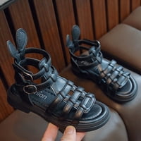 Petort Sandals Cipele za djevojke Ležerne ljetne ruffle Bowknot Mekani potplat protiv klizanja Otvori prozračne prozračne ljetne otvorene prve šetnje cipele za bebe sandale crne, 25