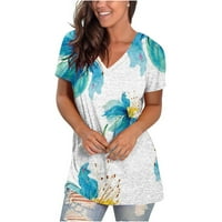 Ljetne žene plus veličine vrhova slobodno vrijeme bluza s kratkim rukavima stilski cvjetni ženski majice