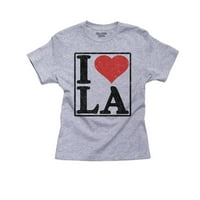 Klasično Volim LA sa crvenim srcem Los Angeles Pride Boy's Pamučna mladost siva majica