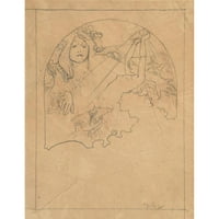 Alphonse Mucha Crna Ornate uokvirena dvostruka matted muzejska umjetnička ispisa pod nazivom: dvije ženske figure
