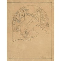 Alphonse Mucha Crna Ornate uokvirena dvostruka matted muzejska umjetnička ispisa pod nazivom: dvije